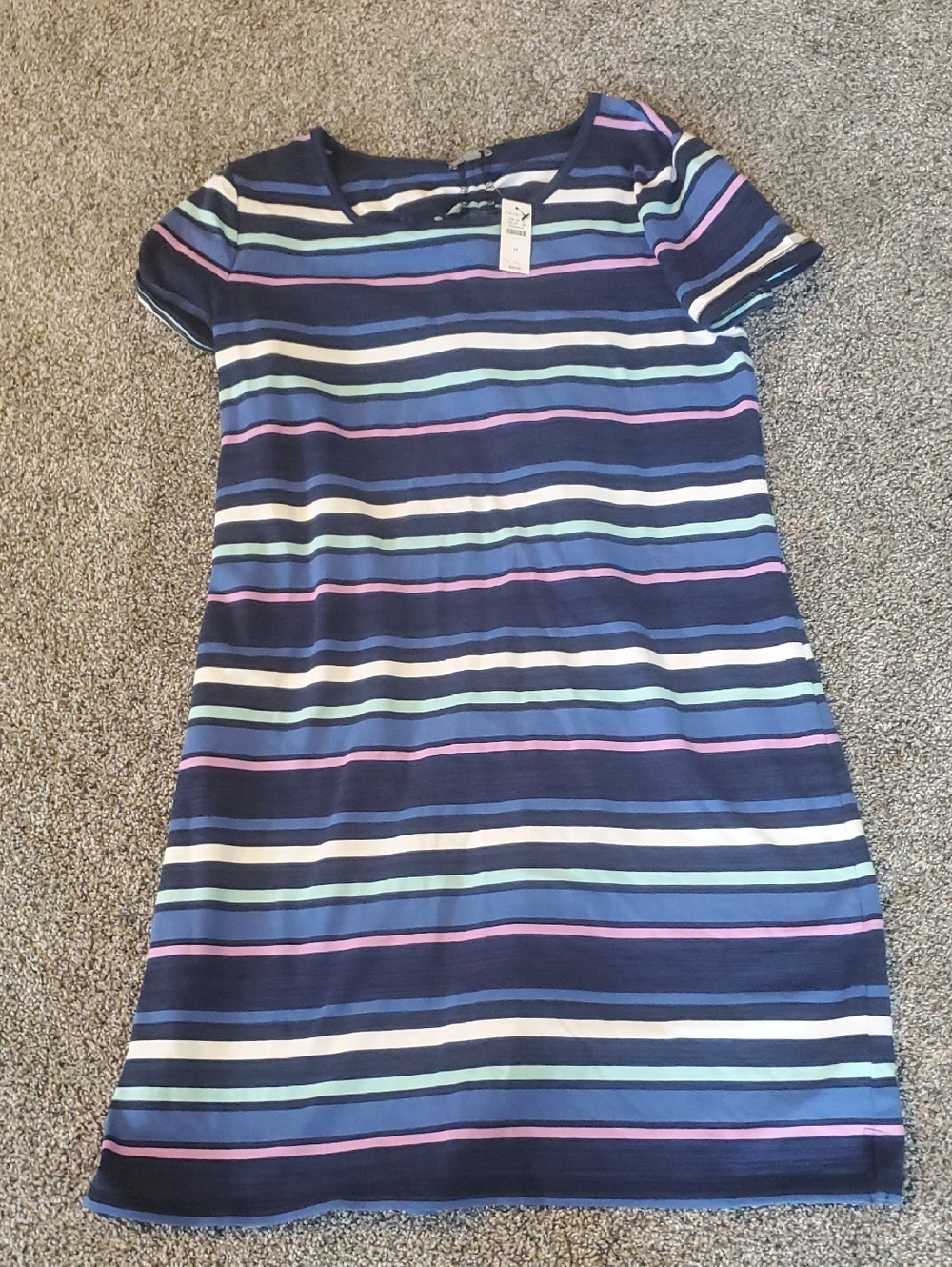 Talbots Navy Striped Mini Dress with Pastel Accents